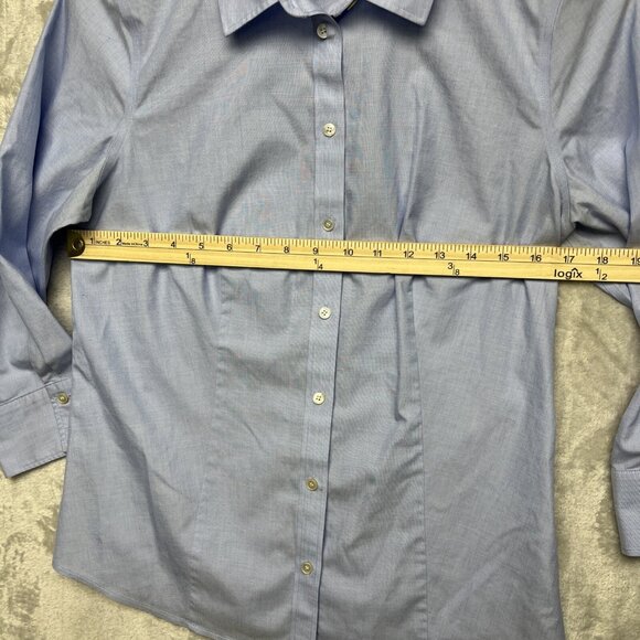 Talbots Size 12 Petite Non-Iron Button Down Shirt, Classic Light Blue Office - Picture 5 of 7